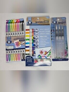 Crafter's Closet Watercolor Paint Set Double Ended Brush Markers Water Brushes